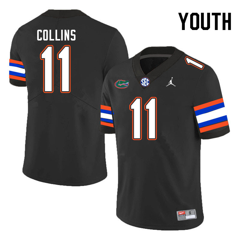 Youth #11 Kelby Collins Florida Gators College Football Jerseys Stitched-Black - Click Image to Close